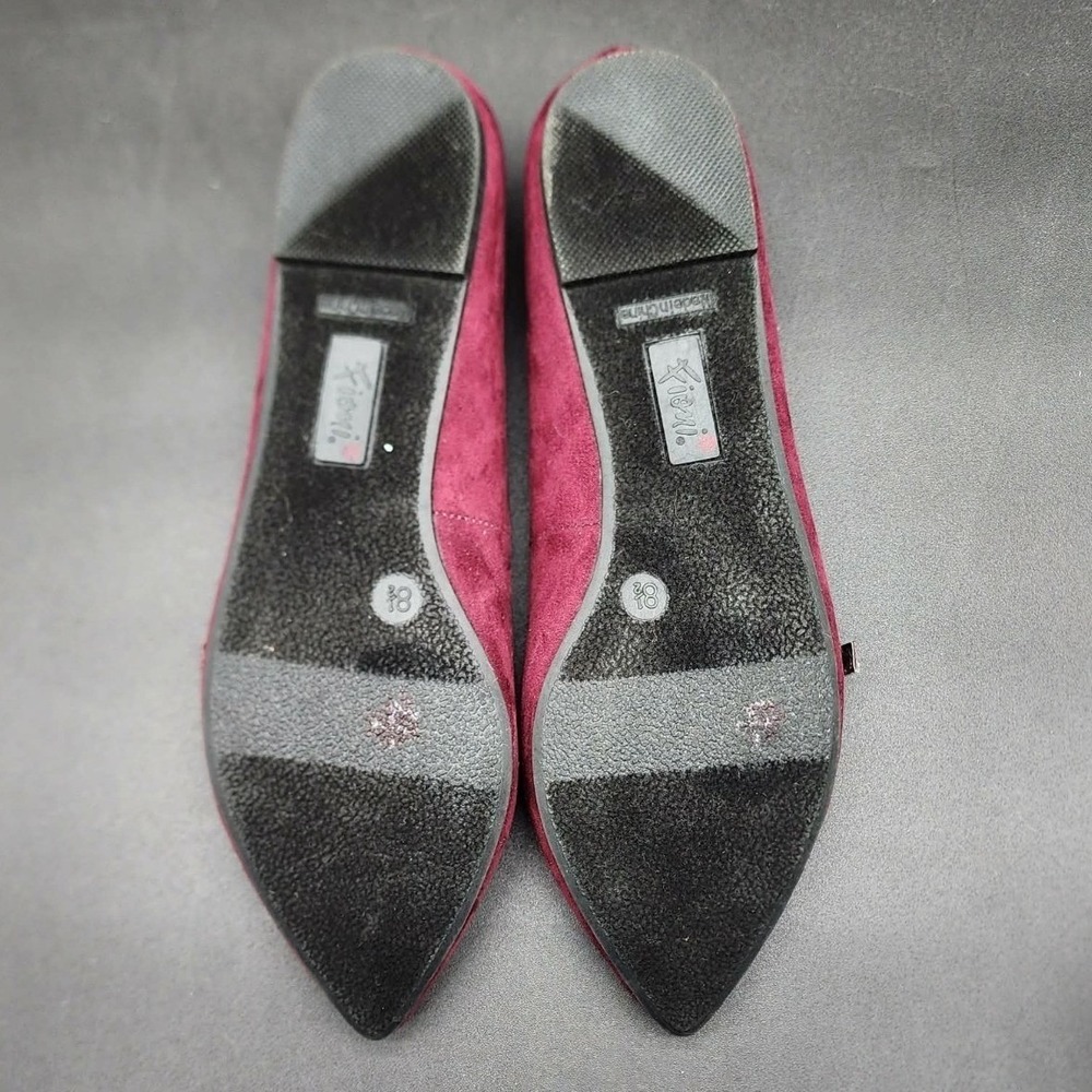 Fioni Pointed Toe Mary Jane Flats Womens 8.5 Burgundy Faux Suede Buckle Strap - Picture 8 of 8
